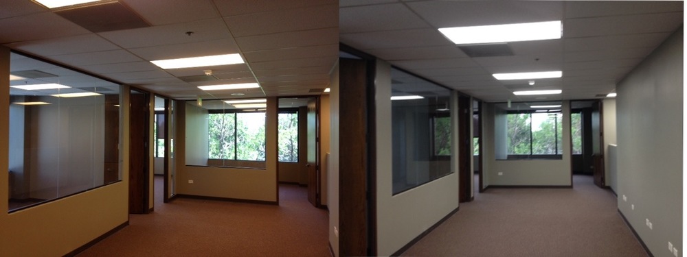 Office LED Installation Before and After Picture Buffalo NY